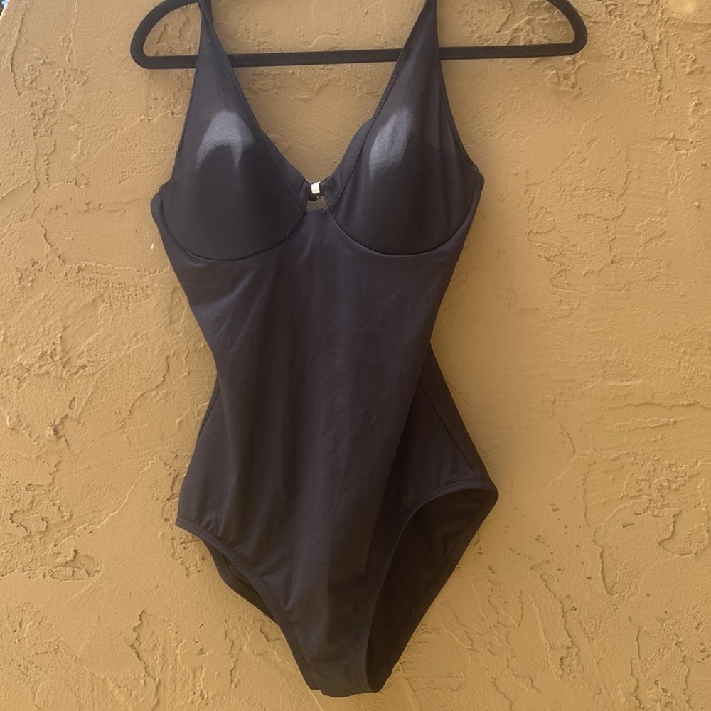Black One-Piece Swimsuit w/Rhinestone Detail